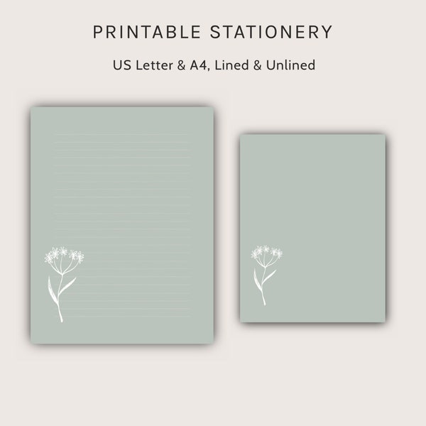 fancy writing paper printable Floral Printable Stationery | Floral Notepad | US Letter, A4 | Lined and Unlined Digital Letter Writing Paper - Instant Download