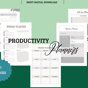 Productivity Planners | Time Management | Business Planners | Weekly Planner | Yearly Goal Planner |  Digital Download | Schedule Planner