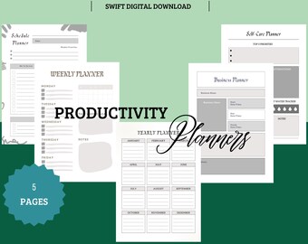Productivity Planner Bundle | Weekly, Yearly, Business (Digital Download)