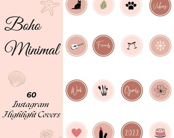 Minimal Boho Instagram Highlight Covers, 60 Icon Pack (Digital Download)