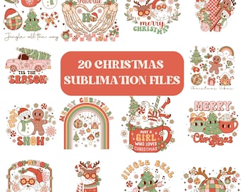 Retro Christmas PNG Bundle, Santa, Western Designs (Digital Download)