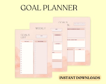 Goal planner | Goal tracker | goal setting | productivity planner | goal setting planner | goal worksheet | Instant download