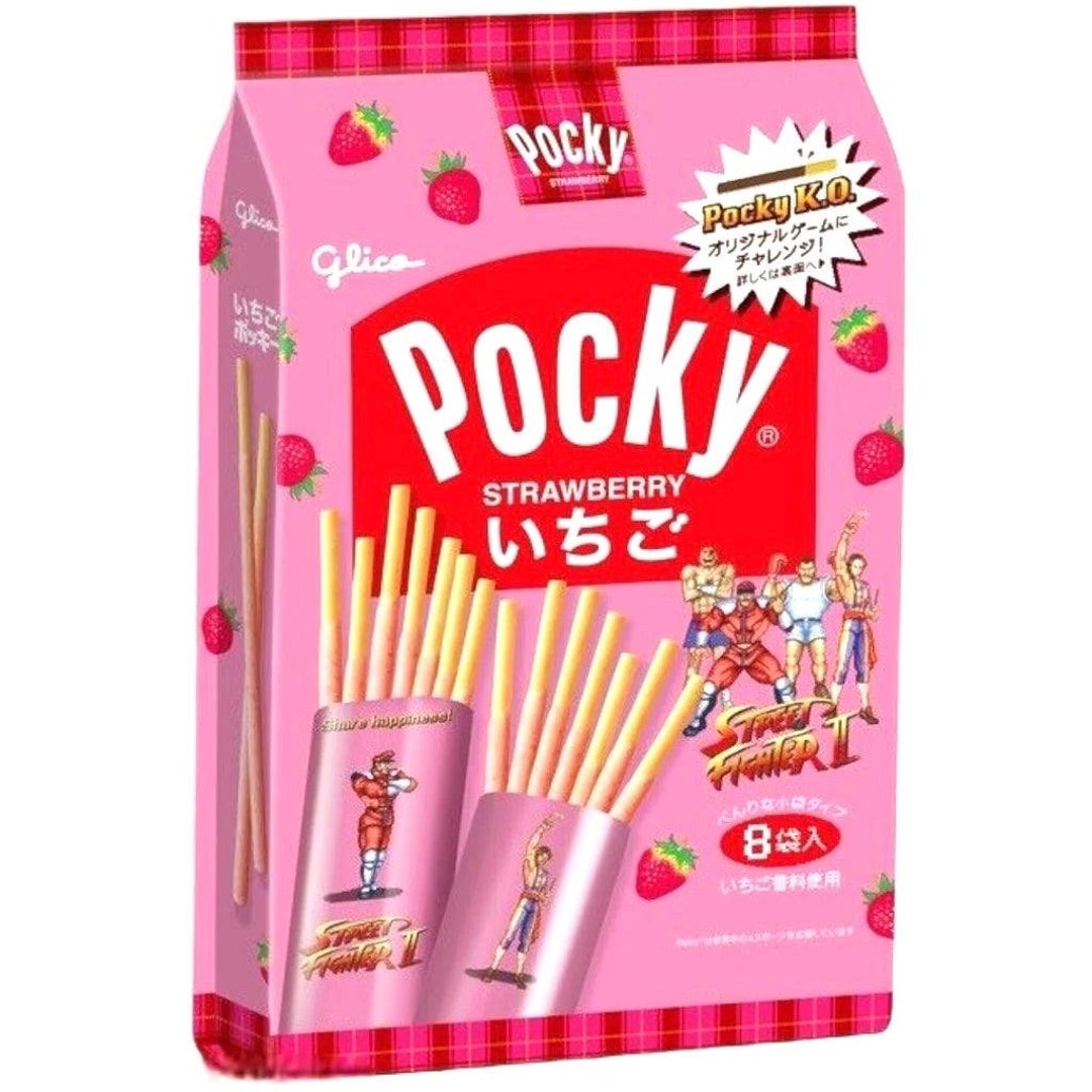 Glico Pocky Strawberry Biscuit Sticks 8 Pack 