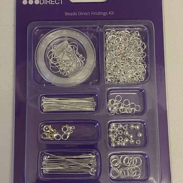 Beads Direct Craft - Kit básico de fornituras para bisutería, chapado en plata, 112 artículos