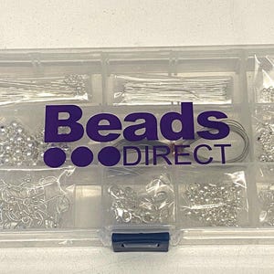 Beads Direct Craft Jewellery Making Findings Starter Kit Silver Plated In Multi Compartment Box