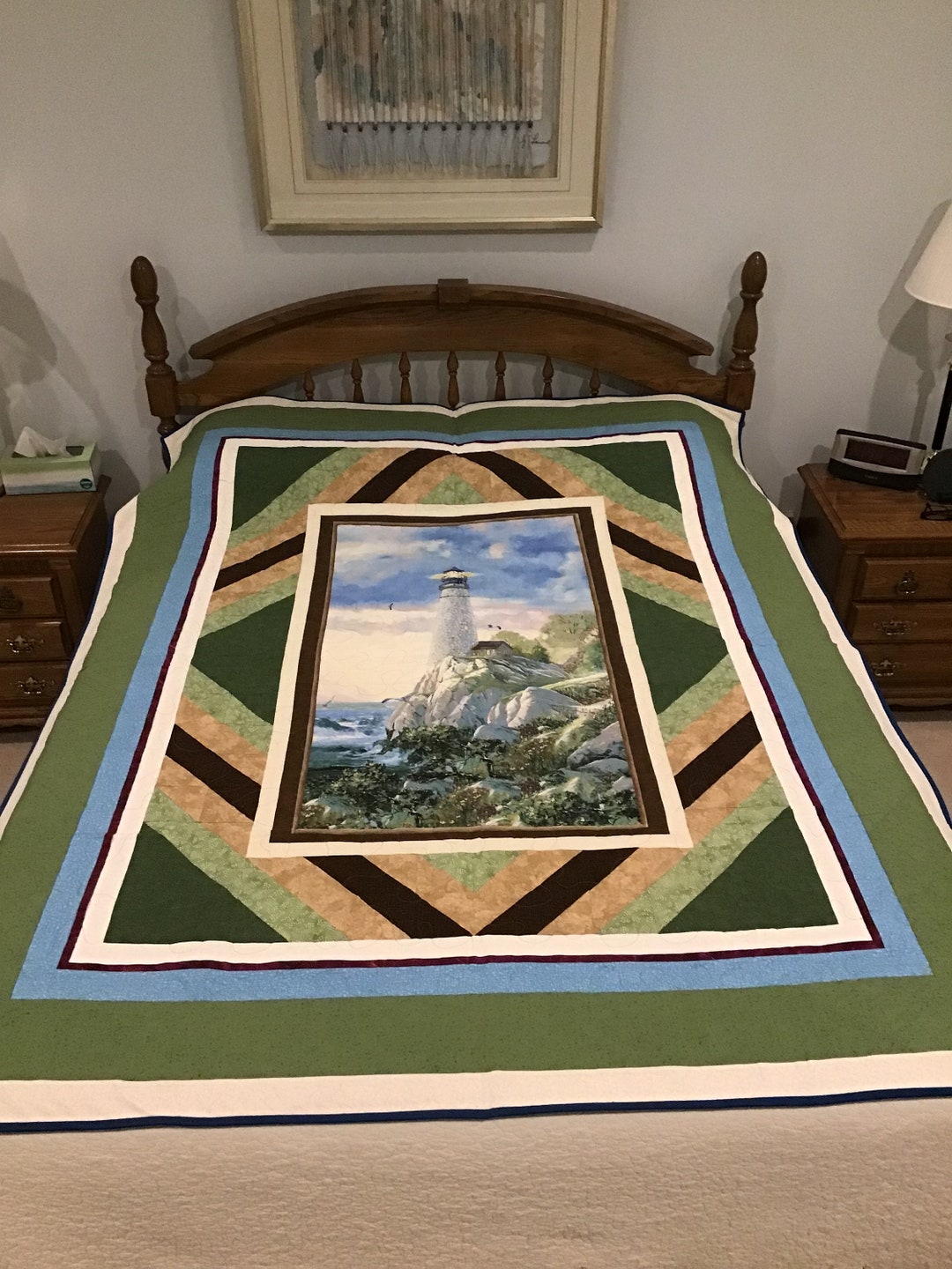 Beautiful Lighthouse Quilt Lighthouses on Both Sides Etsy