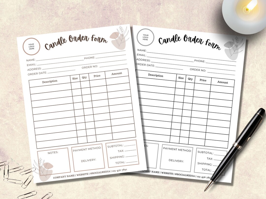 Candle Order Form Template Candle Invoice Small Business Etsy Candle Order Form Template Candle Invoice Small Business Etsy