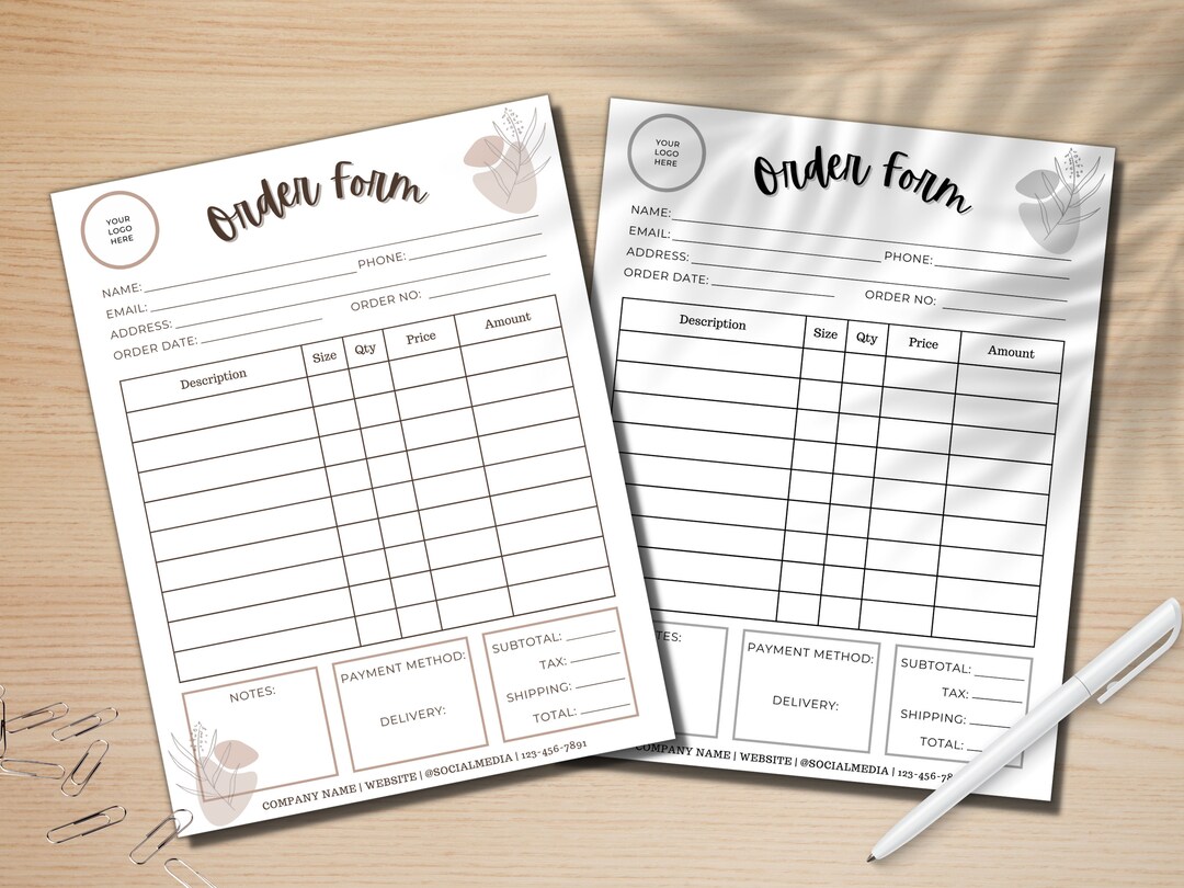 Order Form Template Small Business Invoice Printable Editable Customizable Order Form Canva