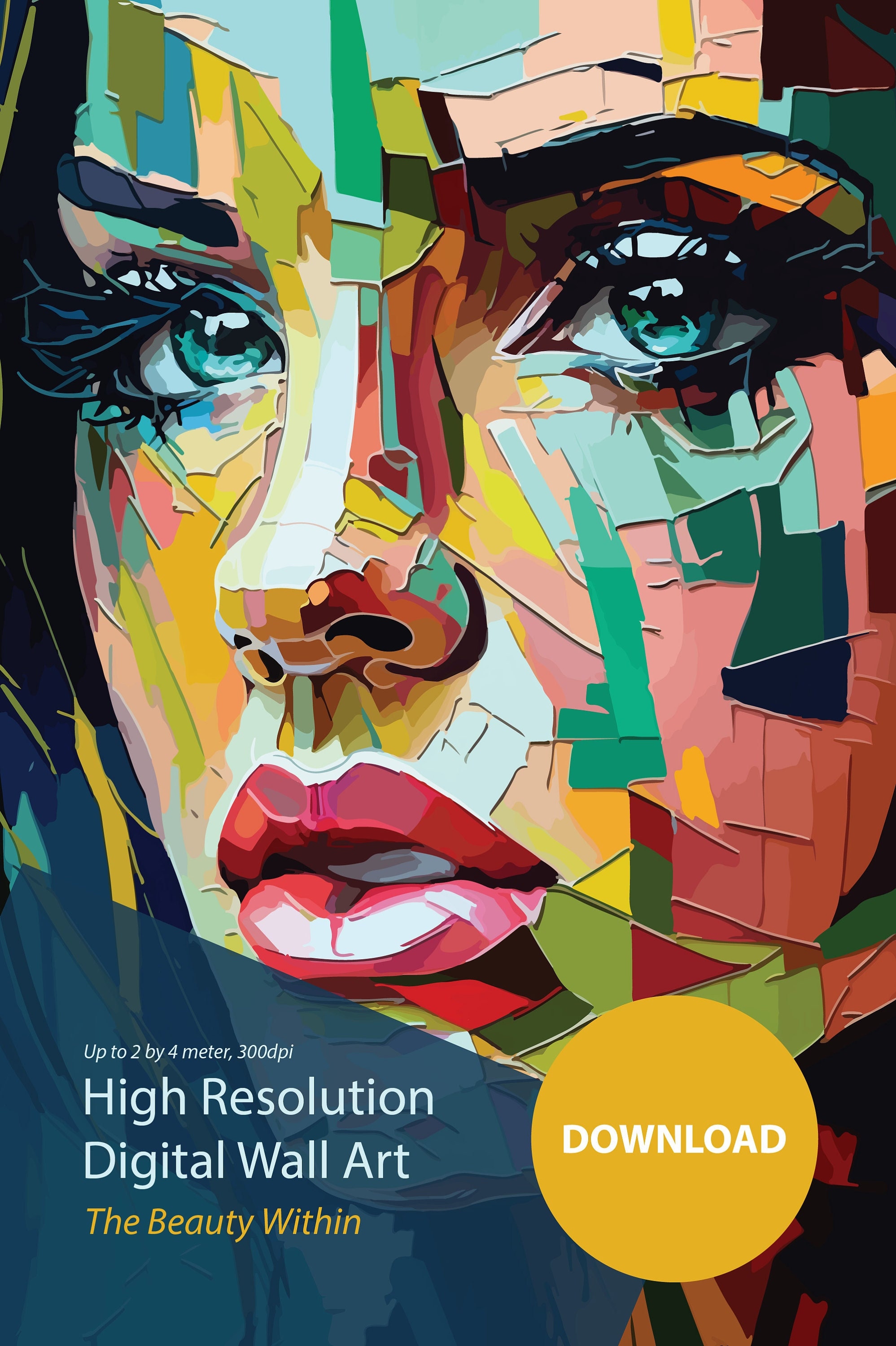 Abstract Face Art, Woman Wall Art, Woman Portrait, Abstract Woman Art