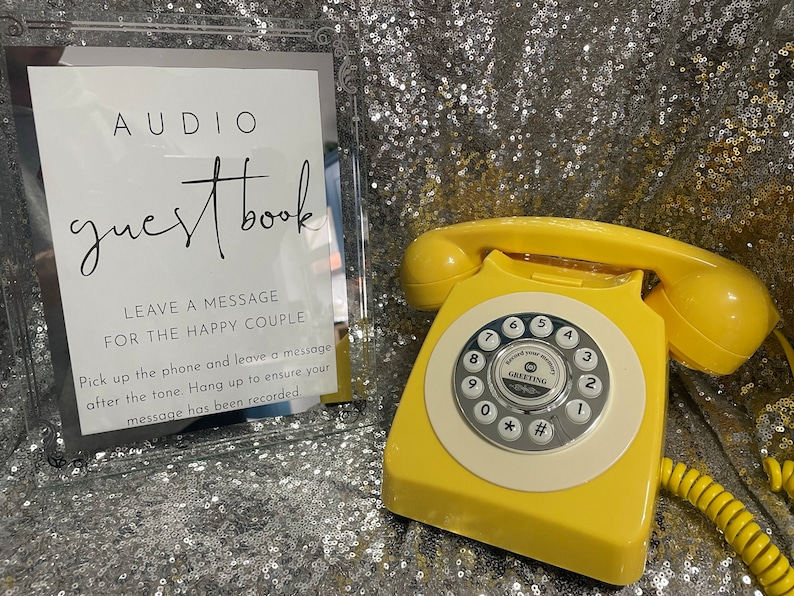 Audio Guestbook Phone Wedding Recorder a great addition to any special occasion Wedding Guestbook Yellow