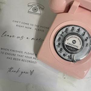 Audio Guestbook Phone Wedding Recorder a great addition to any special occasion Wedding Guestbook Pink