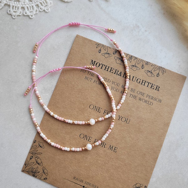 Armbandsset för mor och dotter, Matchande armband för mamma och barn, Matchande present till mamma och mig, Familjeset med armband för mamma och dotter
