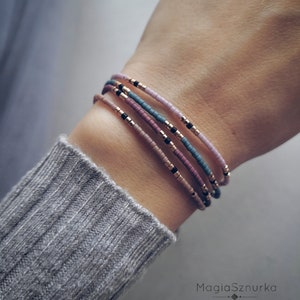 Pulsera de cuentas de semillas Miyuki, Joyas delicadas para mujer, Pulsera minimalista de cordón con pequeñas cuentas, pulsera de filigrana para ella Cuentas de oro