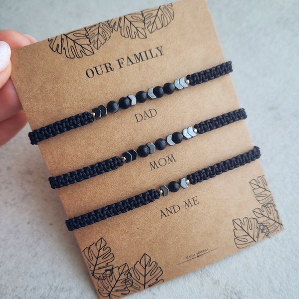 Familie armband set, bijpassende armband voor ouders en kind, familie bijpassende cadeau, papa mama en zoon, dochter, macrame armband set