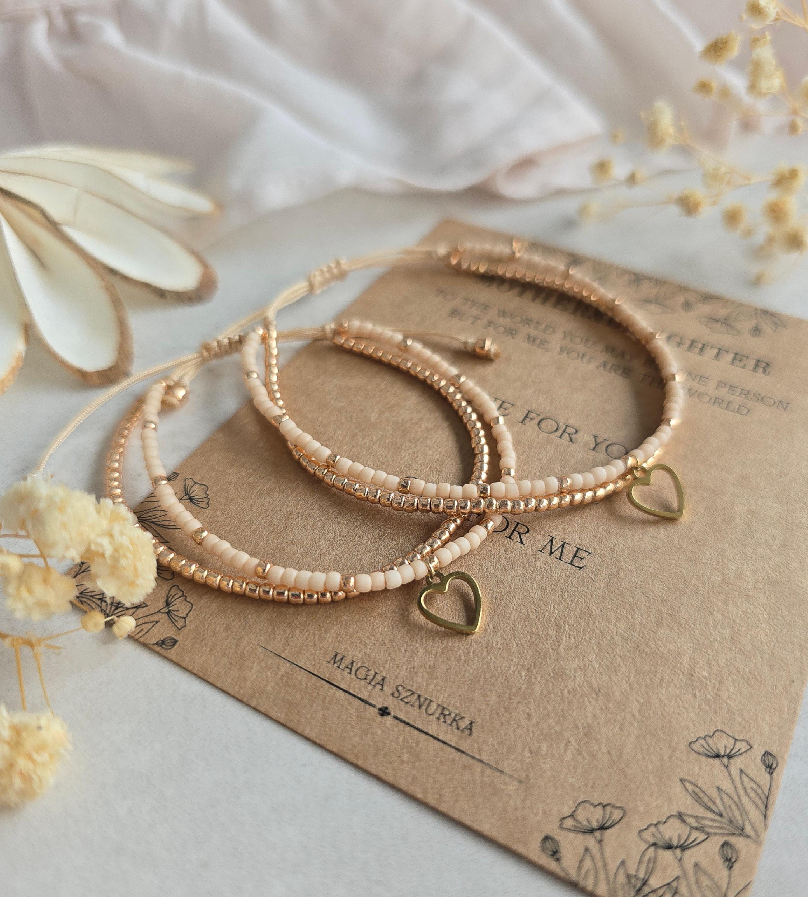 Braccialetti Madre Figlia Braccialetti Madre E Figlia QqzsJewls - Set 2 Pezzi, Primo Giorno Di Scuola, Regalo Coordinato Braccialetti Cuore Elastici - Foto 2