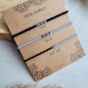 Familiearmbandenset, bijpassende armband voor vader, moeder en kind, bijpassende familiecadeau, vader moeder zoon, dochterset, armband voor hem en haar