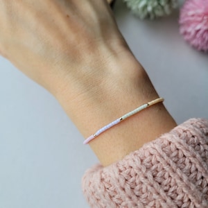 Multicolor Miyuki seed beads bracelet, Beaded bracelet, Unicorn colours bracelet, Minimalist cord bracelet with tiny beads, Gift for Her