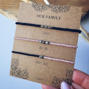 Family bracelet set, Matching bracelet for Dad, Mom and child, Family matching gift, Daddy mommy me, long distance gift, first day school