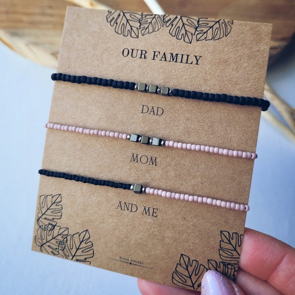 Family bracelet set, Matching bracelet for Dad, Mom and child, Family matching gift, Daddy mommy me set, long distance gift