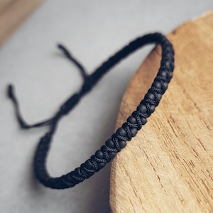 Black macrame bracelet for Men toho seed bead bracelet, Adjustable macrame bracelet, Gift for him