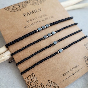 Familiearmbandenset, bijpassende armband voor ouders en kinderen, bijpassend cadeau voor familie, familiereünie, cadeau papa mama, set voor vier