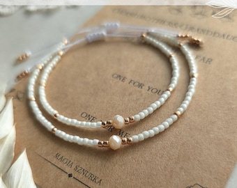 Grandmother Granddaughter Bracelet Set, Matching Gift for Grandma, Minimalist Beaded Bracelets for Family, Granddaughter Gift Jewelry