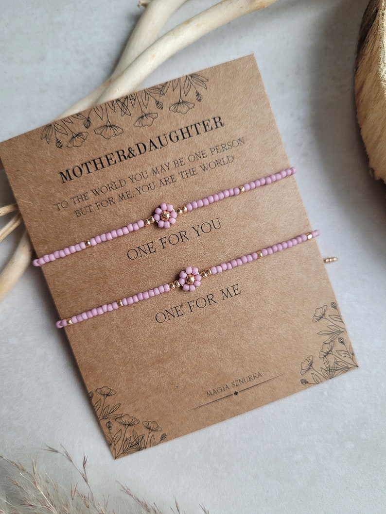 Mother Daughter Bracelet Set, Mother Daughter Gift Ideas Flower Daisy