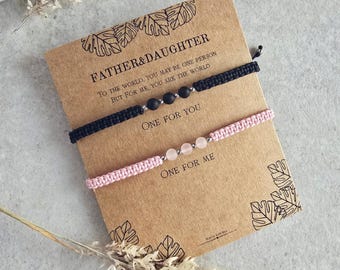 Father and Daughter Bracelet Set, Matching Armbands for Dad and Child, Matching Gift for Family, Daddy and Daughter Jewelry, Natural Stones