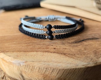 Matching Family Bracelet Set, Macrame Armband for Dad, Mom and Child, Matching Jewelry Gift for Family, Parents Child Long Distance Present