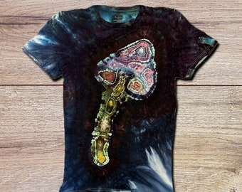 Psychedelic Geodes Mushroom Tie Dye T Shirt - Handmade & Customizable - Unique Tee Shirt - Shroom