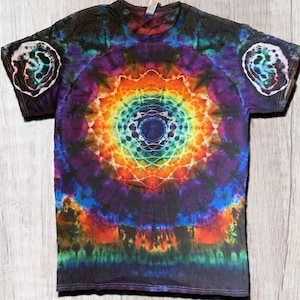 Rainbow Mandala Mindscape Tie Dye T Shirt Handmade & Customizable Unique Tee Shirt image 3