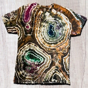 Earth Tone Geode Tie Dye T Shirt Handmade & Customizable Unique Tee Shirt Rock Pattern image 4