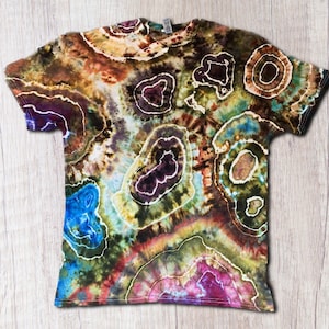 Earth Tone Geode Tie Dye T Shirt Handmade & Customizable Unique Tee Shirt Rock Pattern image 2