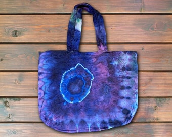 Geode Design Tie Dyed Tote / Purse- Custom Made-to-Order Canvas Shoulder Bag