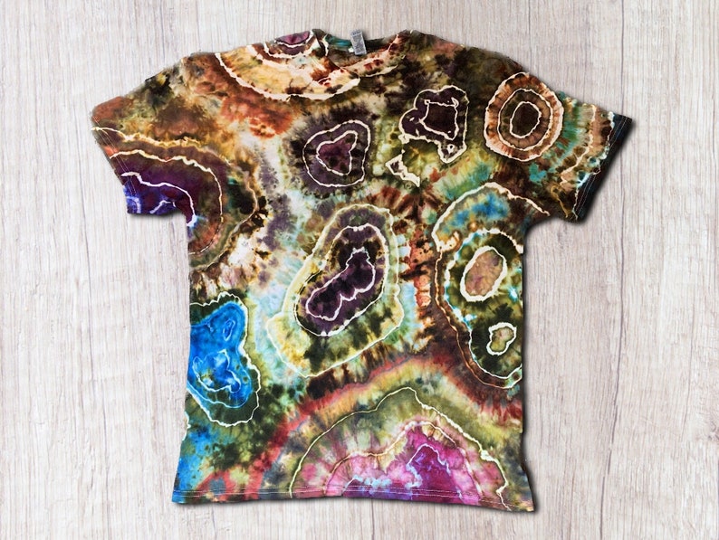 Earth Tone Geode Tie Dye T Shirt Handmade & Customizable Unique Tee Shirt Rock Pattern image 2