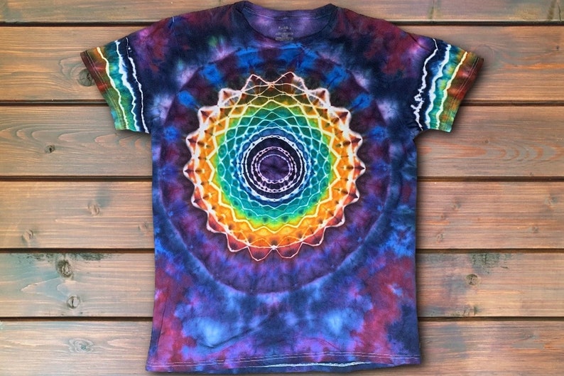 Rainbow Mandala Mindscape Tie Dye T Shirt Handmade & Customizable Unique Tee Shirt image 1