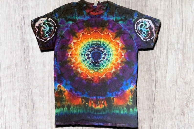 Rainbow Mandala Mindscape Tie Dye T Shirt Handmade & Customizable Unique Tee Shirt image 3