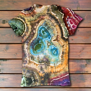 Earth Tone Geode Tie Dye T Shirt Handmade & Customizable Unique Tee Shirt Rock Pattern image 9