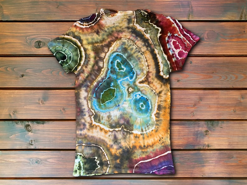 Earth Tone Geode Tie Dye T Shirt Handmade & Customizable Unique Tee Shirt Rock Pattern image 9