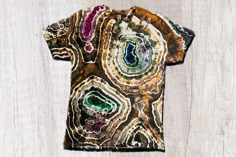 Earth Tone Geode Tie Dye T Shirt Handmade & Customizable Unique Tee Shirt Rock Pattern image 4