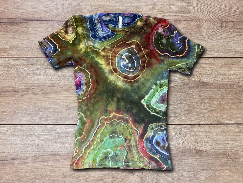 Earth Tone Geode Tie Dye T Shirt Handmade & Customizable Unique Tee Shirt Rock Pattern image 6