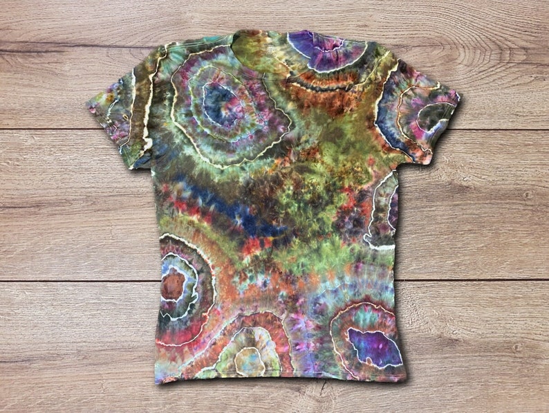 Earth Tone Geode Tie Dye T Shirt Handmade & Customizable Unique Tee Shirt Rock Pattern image 1