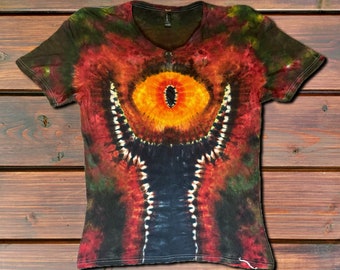 T-shirt tie-dye personnalisé Le Seigneur des anneaux • Barad-dûr • Chemise tie-dye Eye of Sauron • Fait sur mesure • • T-shirt fait main unique • Chemise geek