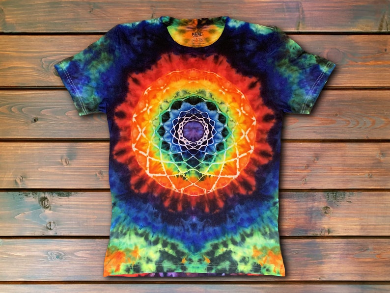 Rainbow Mandala Mindscape Tie Dye T Shirt Handmade & Customizable Unique Tee Shirt image 4
