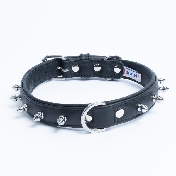 Rotterdam Spiked Leather Dog Collar | Single- Lined Spikes