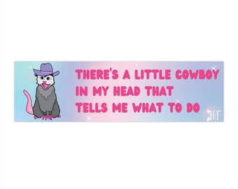 Cowboy Possum - Funny Bumper Sticker - gen z humor stickers