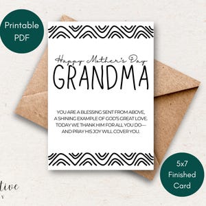 Carte de fête des mères inspirée de la foi imprimable pour grand-mère, carte de fête des mères bricolage, carte de fête des mères chrétienne inspirante