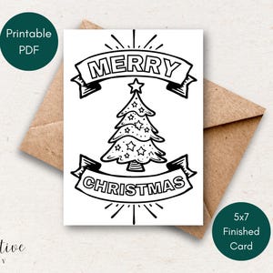 Printable Christmas Tree Card: Colorable Holiday Card (PDF & PNG)