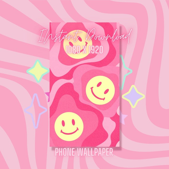 Groovy Smiles Wallpaper Pink Background Kawaii Wallpaper - Etsy Groovy Smiles Wallpaper Pink Background Kawaii Wallpaper - Etsy