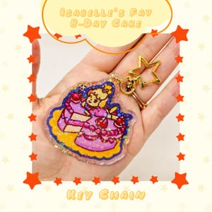 Isabelle&#39;s Cake Acrylic Keychain: ACNH Inspired Kawaii Charm
